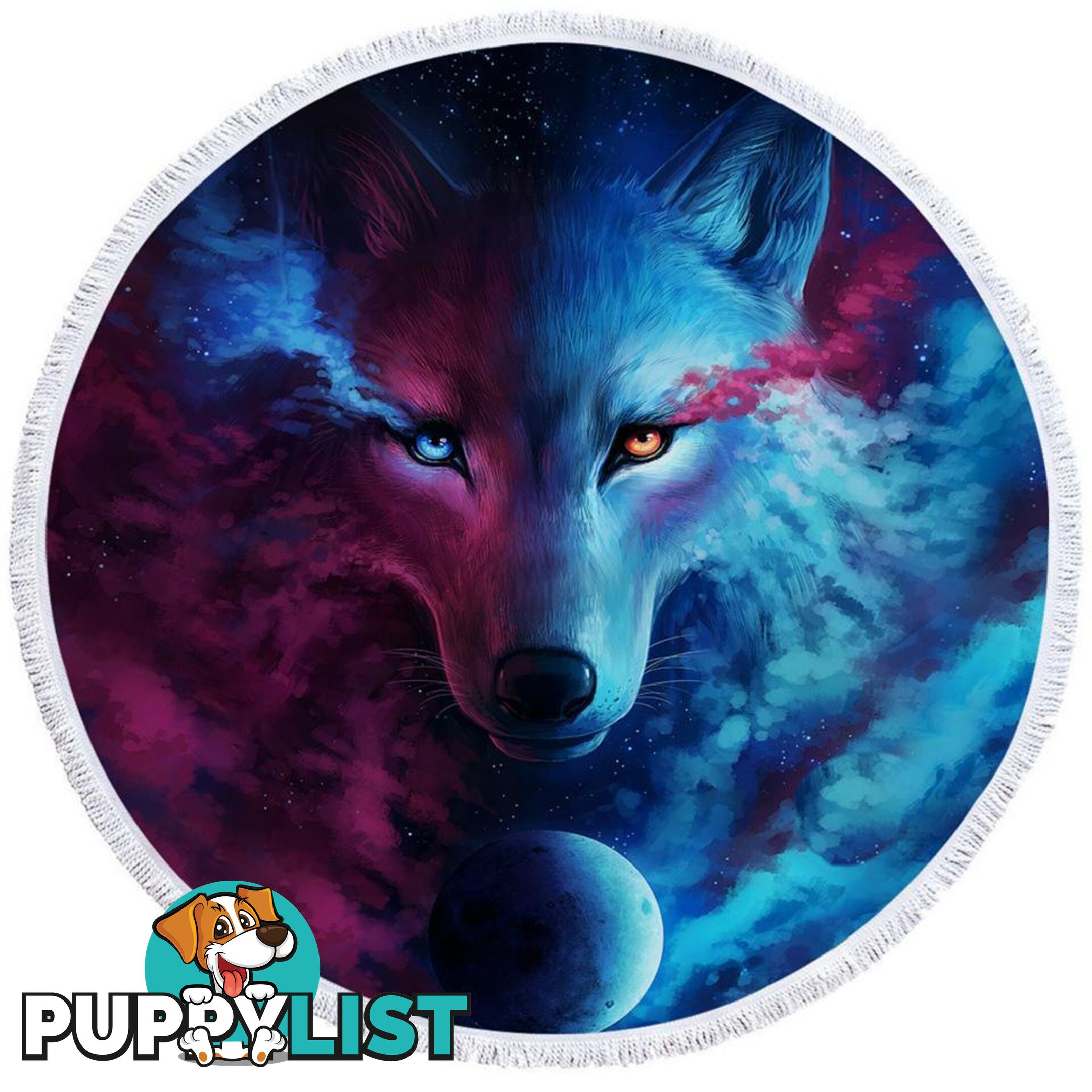 Space Colors Wolf Art Beach Towel - Towel - 7427046312622