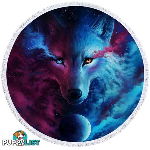 Space Colors Wolf Art Beach Towel - Towel - 7427046312622