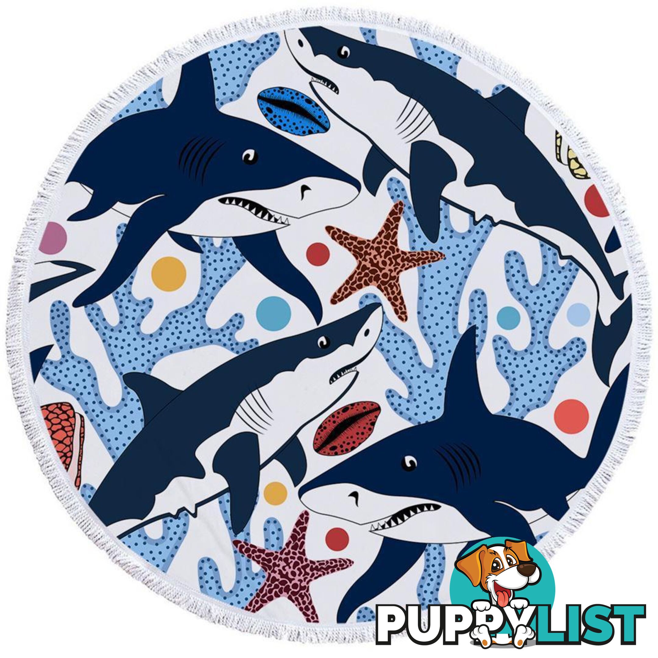 Coral and Sharks Beach Towel - Towel - 7427046304641