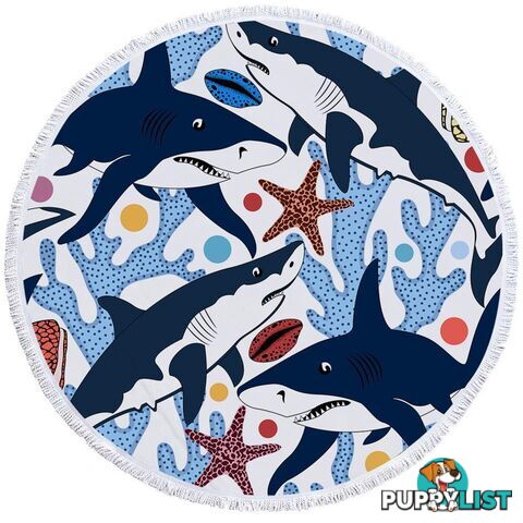 Coral and Sharks Beach Towel - Towel - 7427046304641