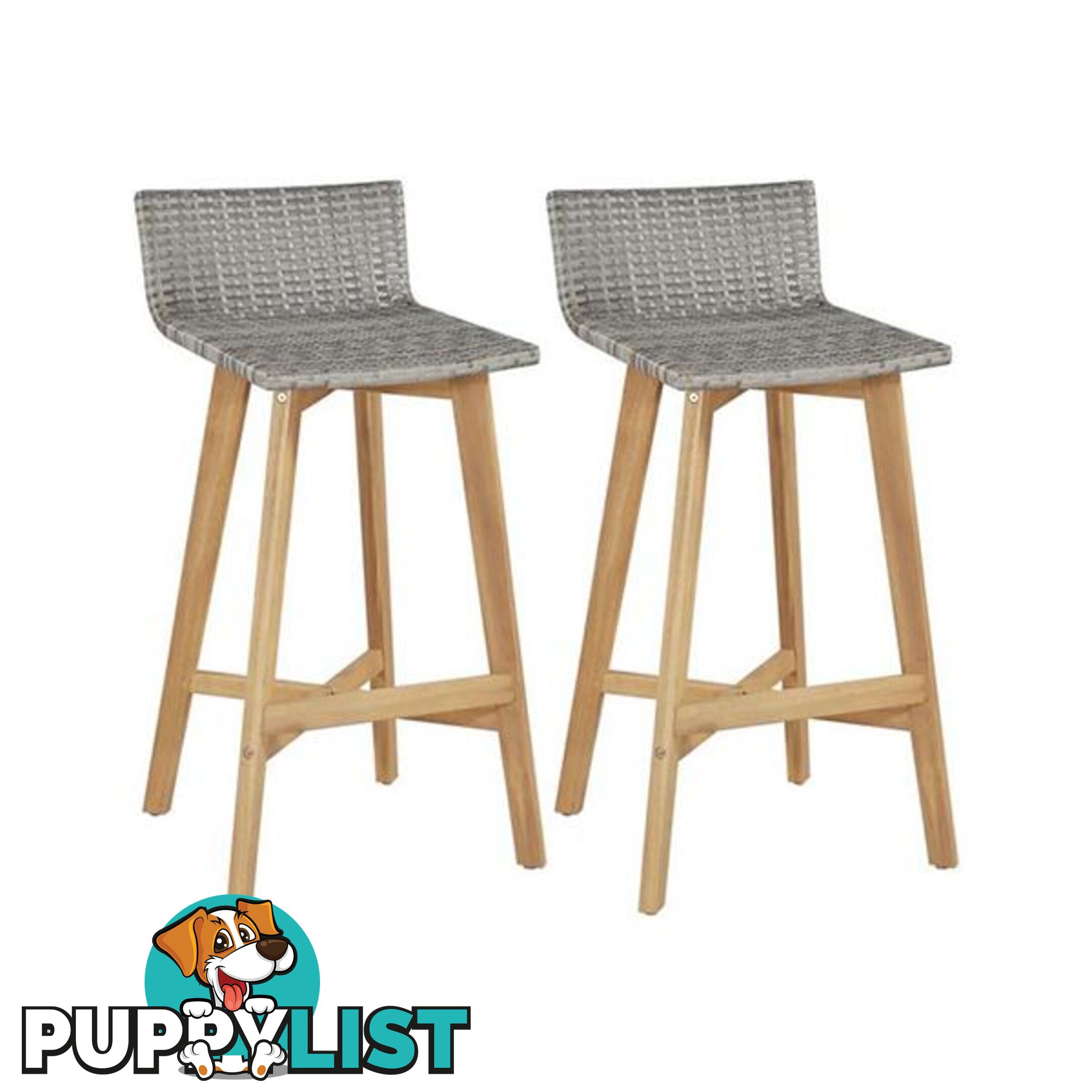 Bar Chairs 2 Pcs Solid Acacia Wood Brown And Grey - Unbranded - 8718475614678