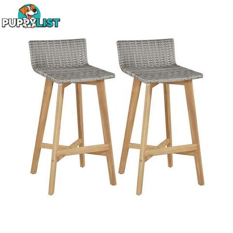 Bar Chairs 2 Pcs Solid Acacia Wood Brown And Grey - Unbranded - 8718475614678