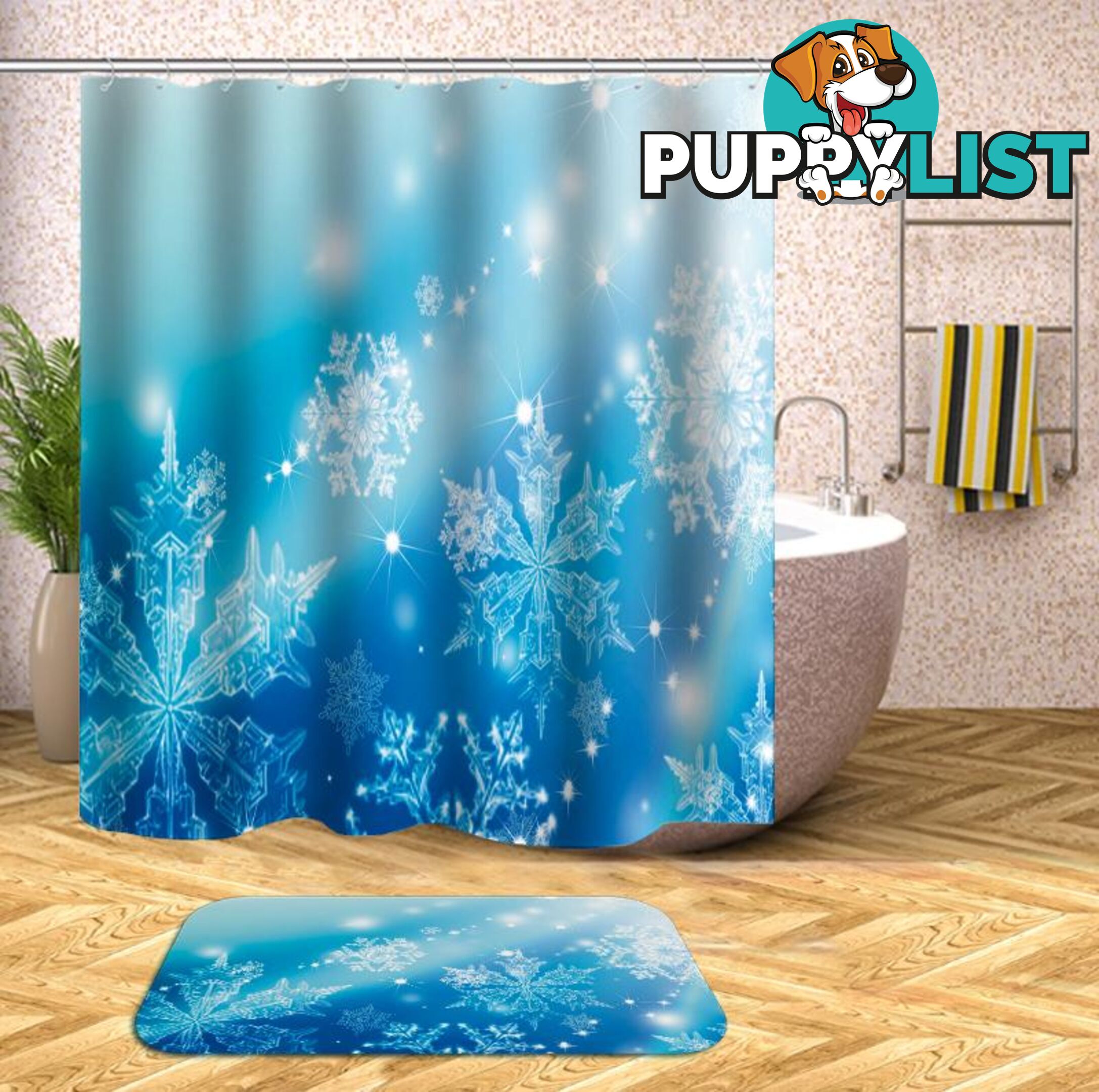 Shiny Snowflakes Shower Curtain - Curtain - 7427045959446