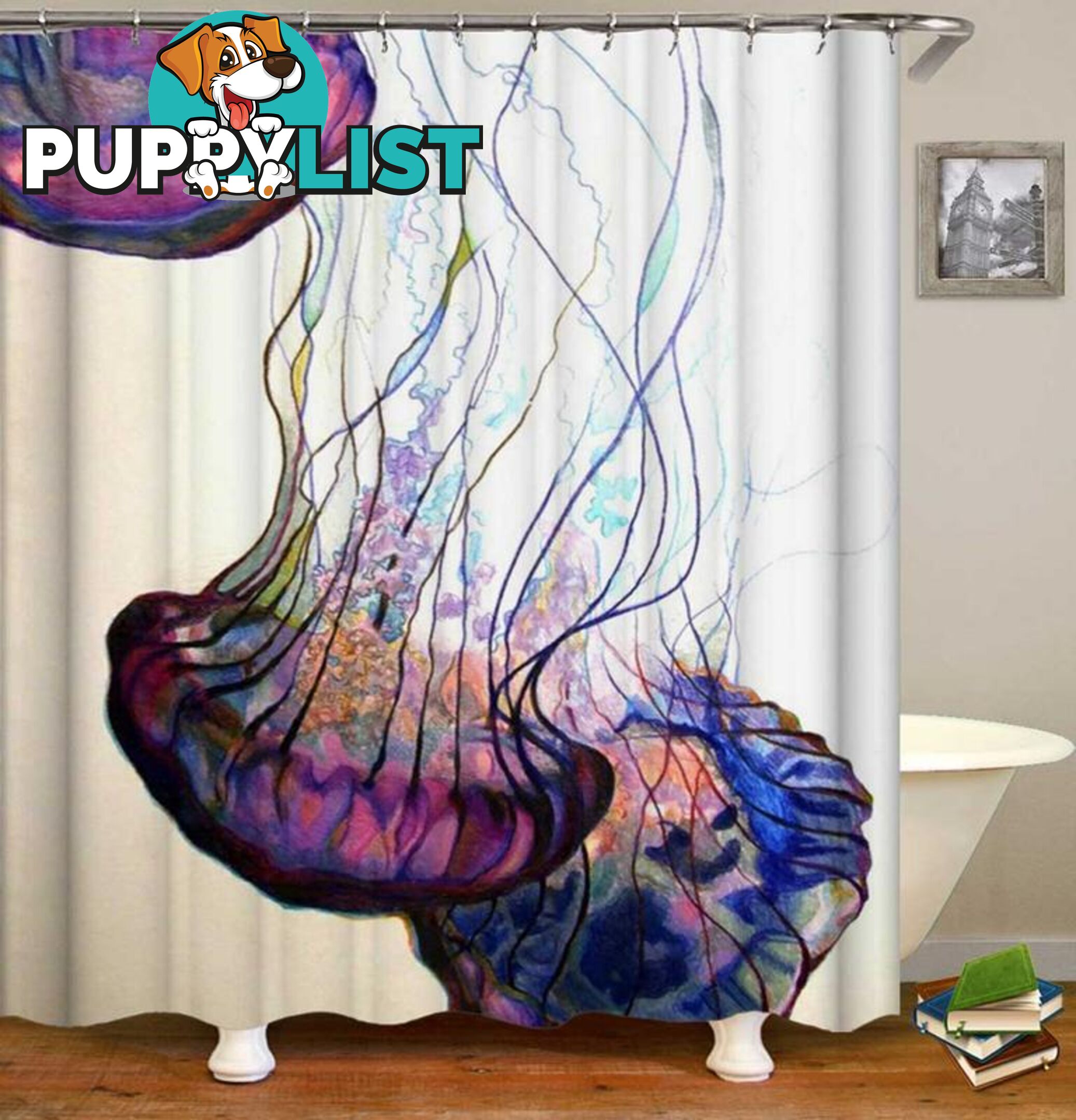 Jellyfish Shower Curtain Art Painting Shower Curtain - Curtain - 7427046100465