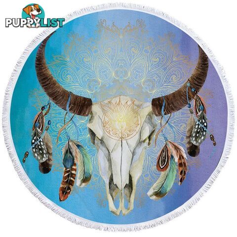 Blue Bull Skull Beach Towel - Towel - 7427046319607