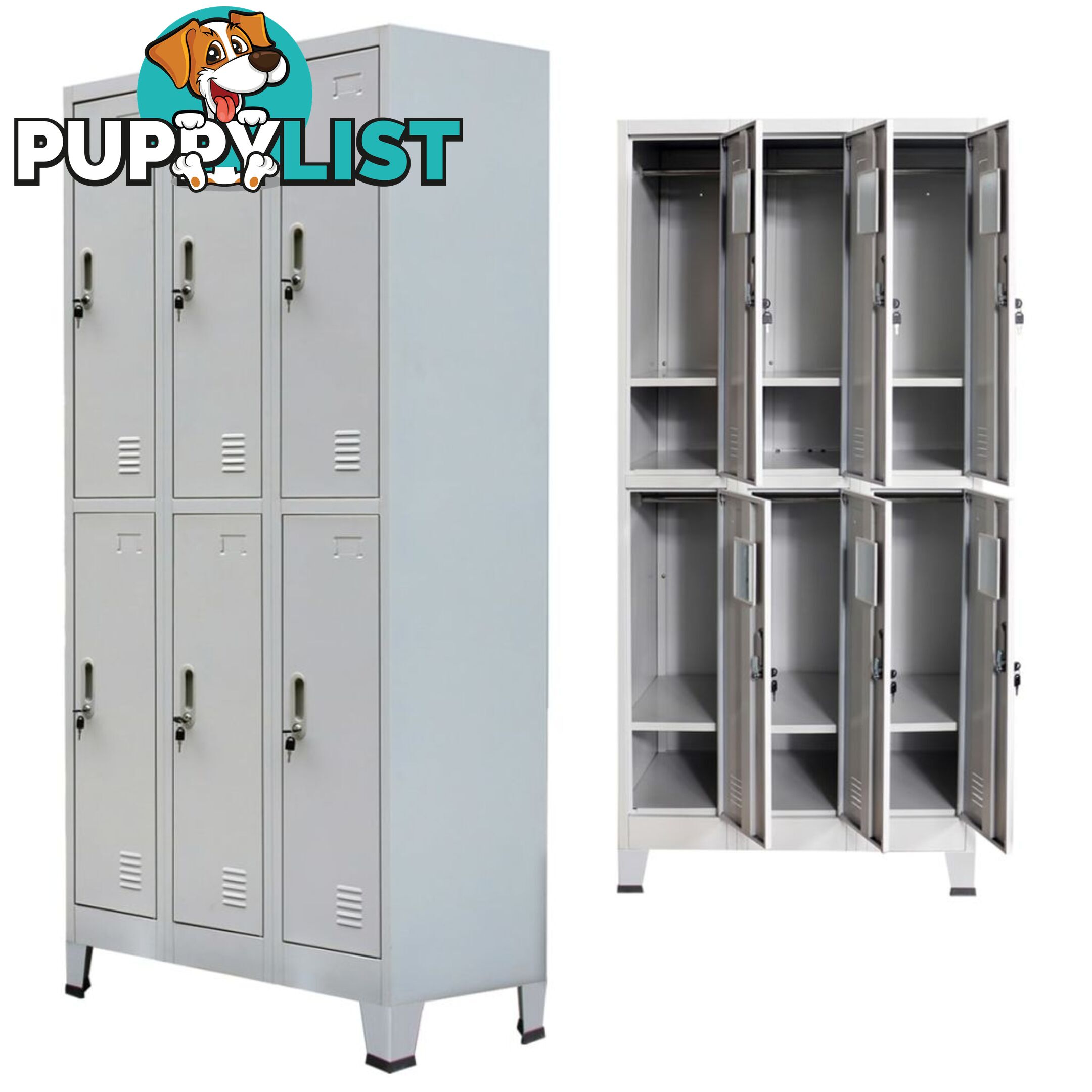 Locker Cabinet with 6 Compartments Steel - Grey - Unbranded - 4326500413635