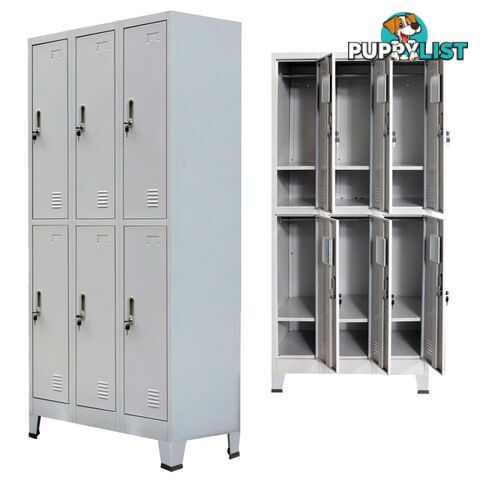 Locker Cabinet with 6 Compartments Steel - Grey - Unbranded - 4326500413635