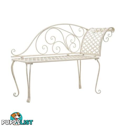 Garden Chaise Lounge 128 Cm Metal Antique White - Unbranded - 8718475718758