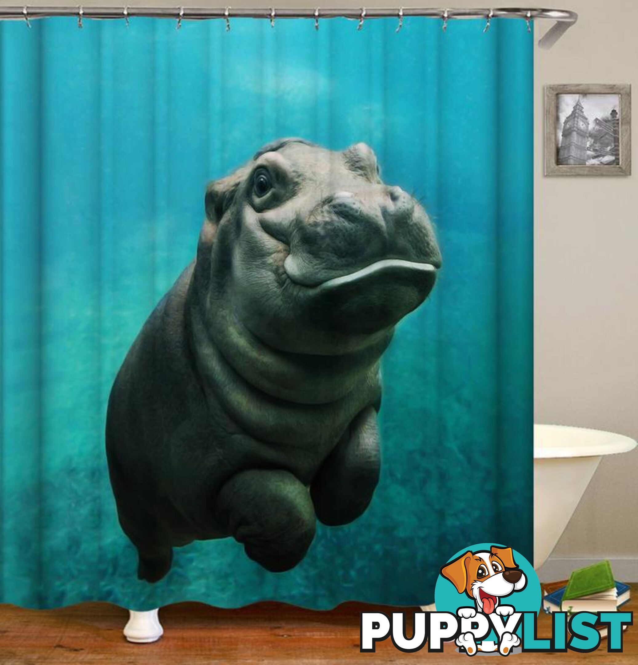 Baby Hippo Shower Curtain - Curtain - 7427045911994