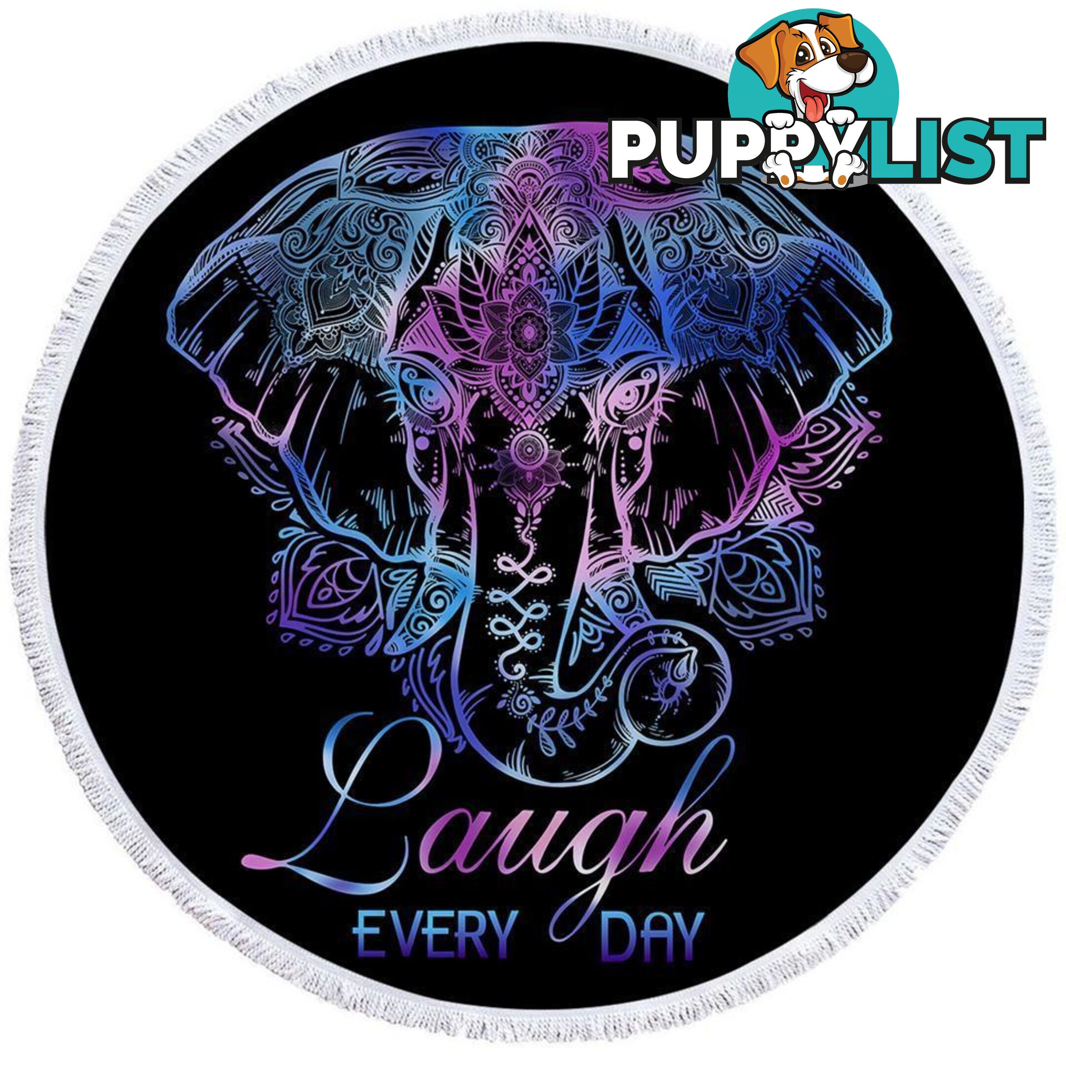 Inspirational Blue Purple Indian Elephant Beach Towel - Towel - 7427046312424