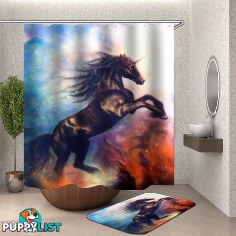 Magical Black Unicorn Shower Curtain - Curtain - 7427046114851