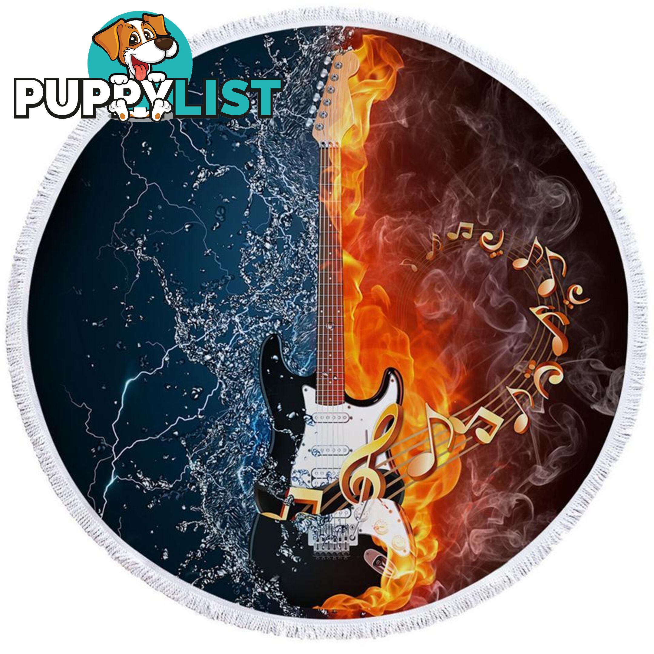 Fire vs Water Electric Guitar Beach Towel - Towel - 7427046313766