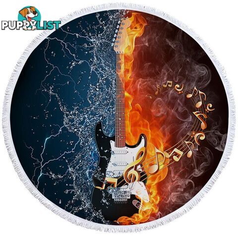 Fire vs Water Electric Guitar Beach Towel - Towel - 7427046313766