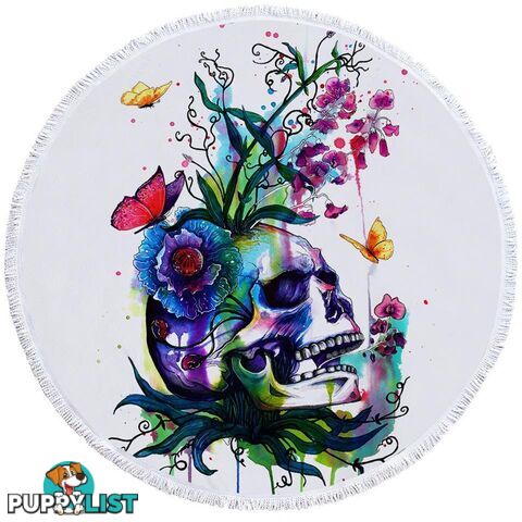 Colorful Skull and Butterflies Beach Towel - Towel - 7427046329415