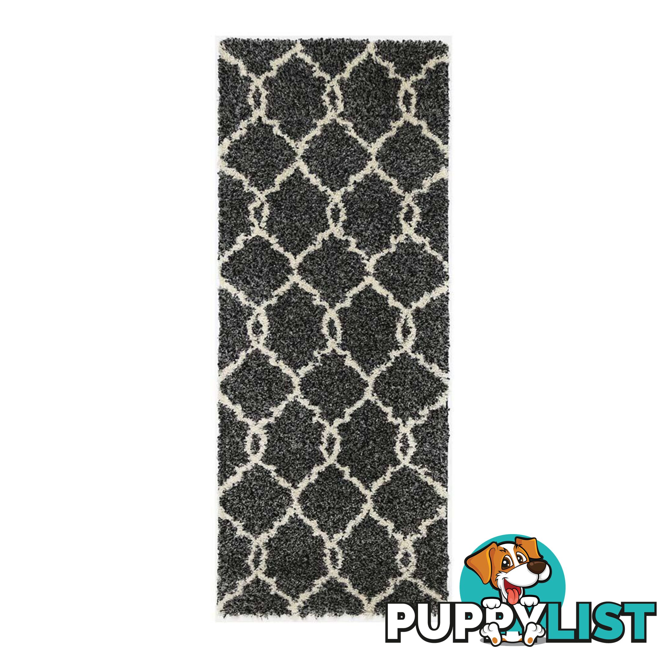 LUMINA LATTICE CHARCOAL CREAM SHAG RUG - Unbranded - 7427046339179