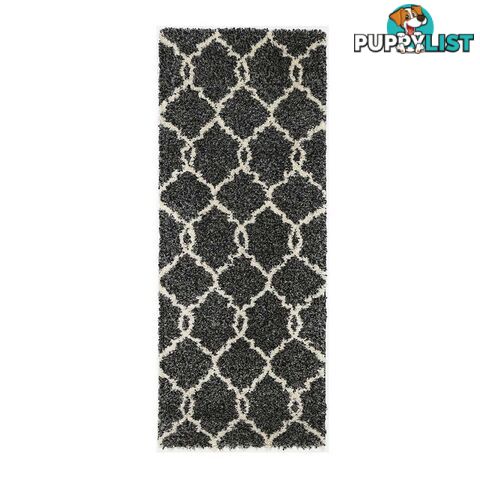 LUMINA LATTICE CHARCOAL CREAM SHAG RUG - Unbranded - 7427046339179