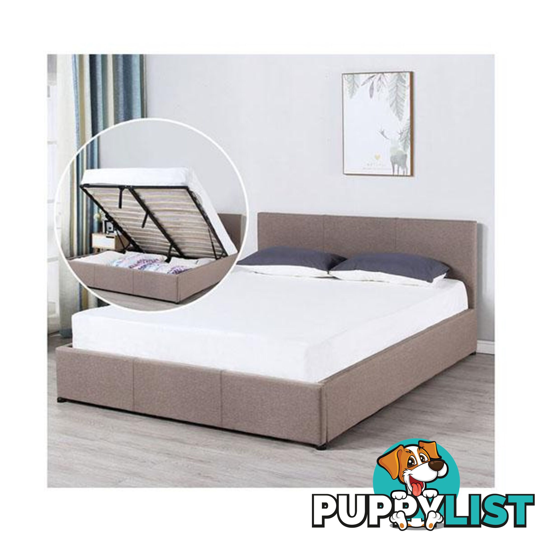 Milano Luxury Gas Lift Bed Frame And Headboard King - Milano - 787976610029