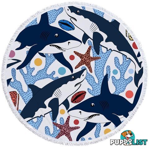 Coral and Sharks Beach Towel - Towel - 7427046304658