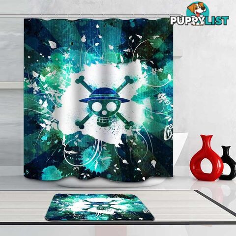 Turquoise And Teal Danger Skull Shower Curtain - Curtain - 7427046056090