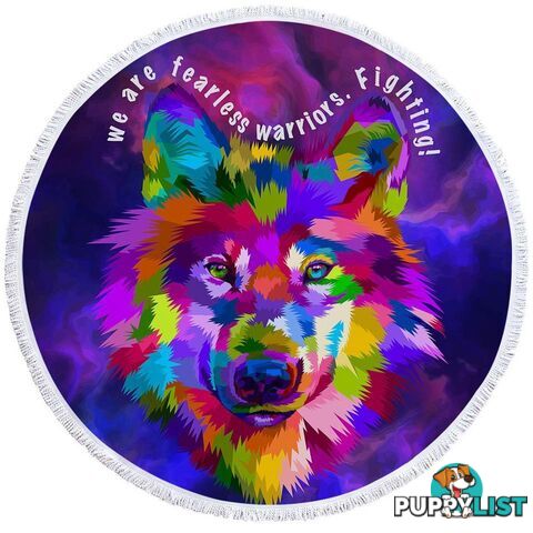 Colorful Warrior Wolf Beach Towel - Towel - 7427046314961