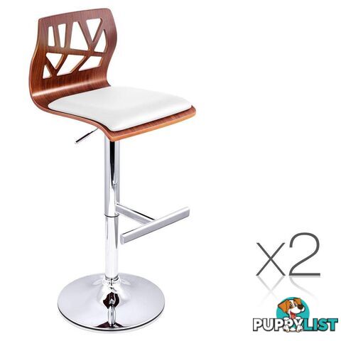 2 x Wooden Bar stool PU padded Seat - Artiss - 4344744397108