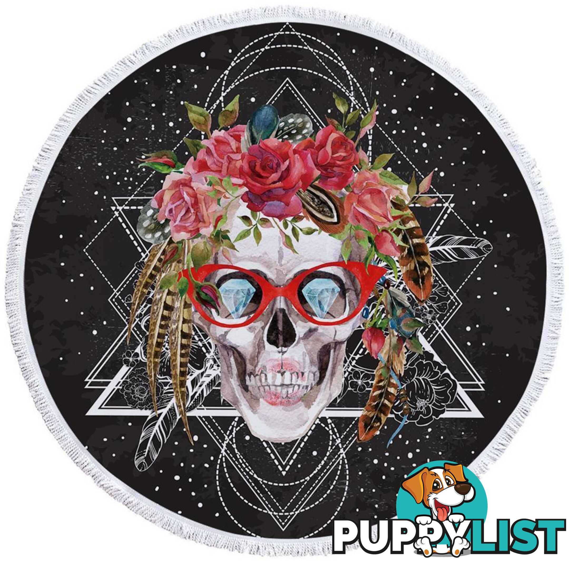 Hippie Skull Beach Towel - Towel - 7427046327176