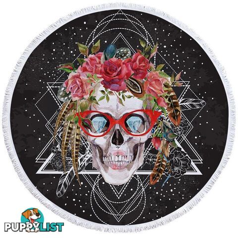 Hippie Skull Beach Towel - Towel - 7427046327176