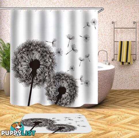 Groundsel Black And White Shower Curtain - Curtain - 7427045933200