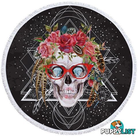 Hippie Skull Beach Towel - Towel - 7427046327152