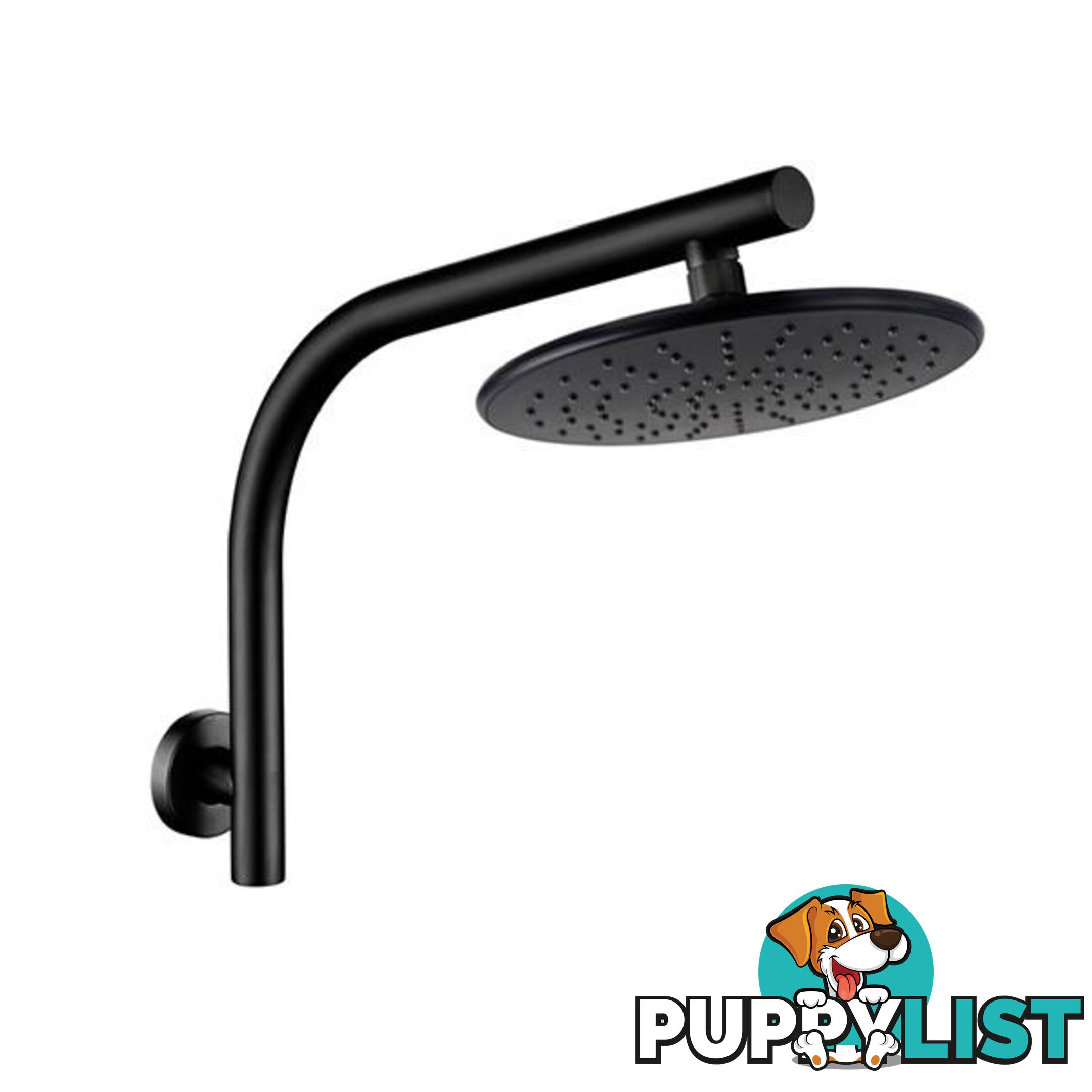 230 Mm Round Black Rainfall Shower Head Goose Neck Shower Arm Set Wall - Unbranded - 7427046162487