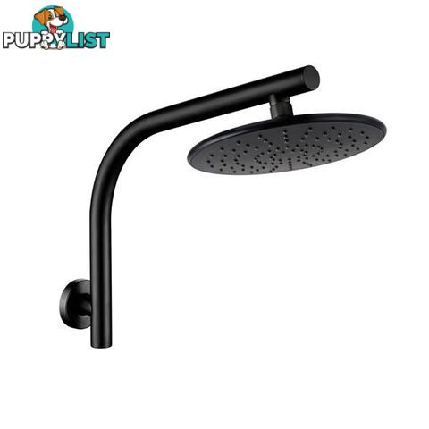 230 Mm Round Black Rainfall Shower Head Goose Neck Shower Arm Set Wall - Unbranded - 7427046162487