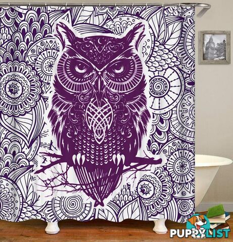 Oriental Purple Owl Shower Curtain - Curtain - 7427046029056