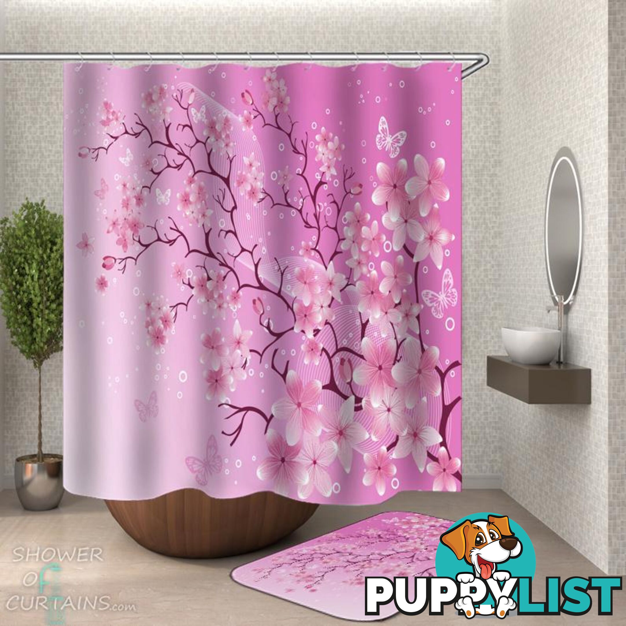 Shower Curtains Floral Purplish Hues - Curtain - 7427046282680