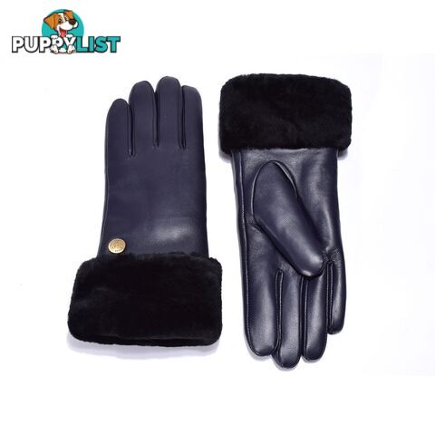 UGG Australian Sheepskin Leather Gloves Navy Womens (Chloe) - UGG - 822427510074