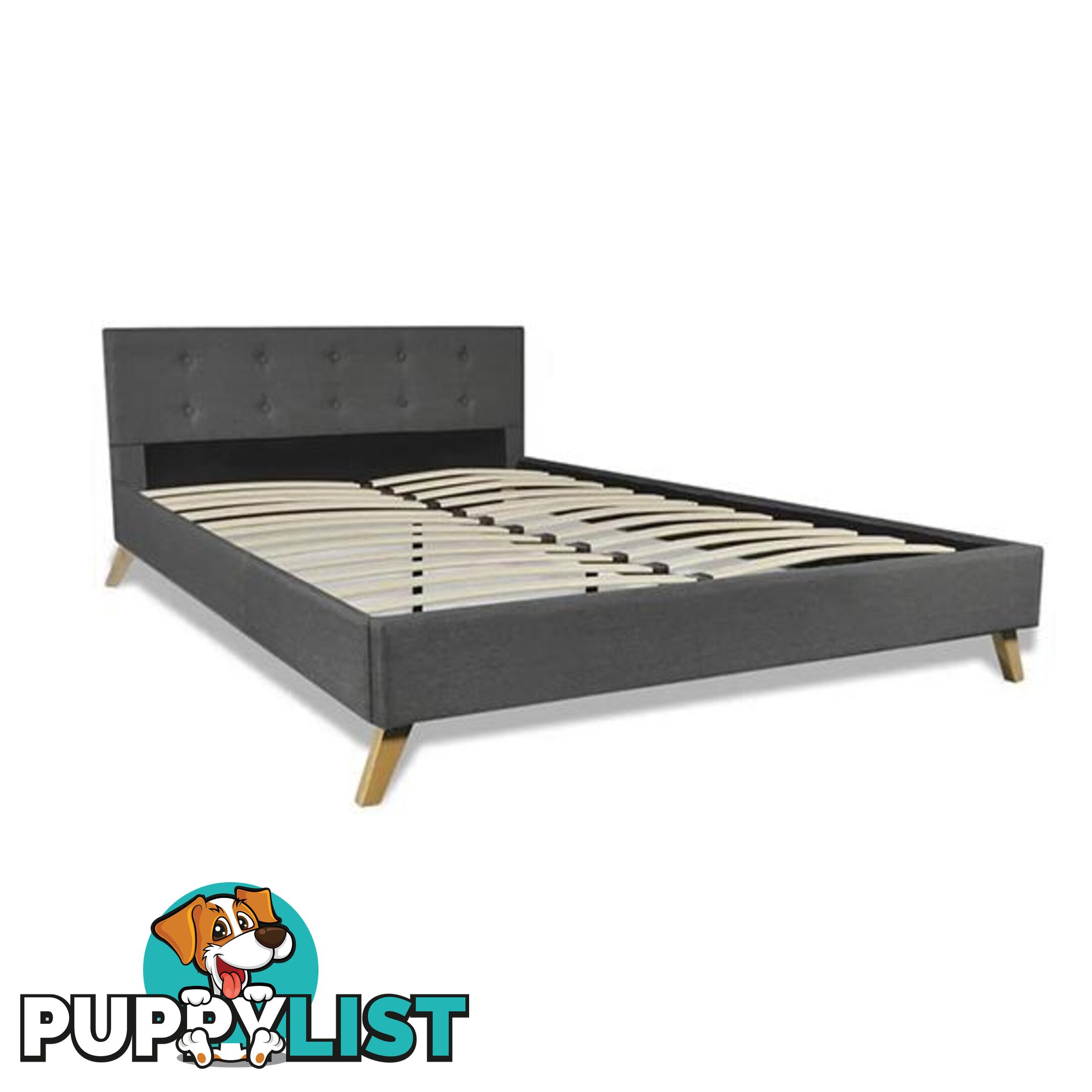 Bed Frame Queen Size Fabric Dark Grey - Unbranded - 7427046166447