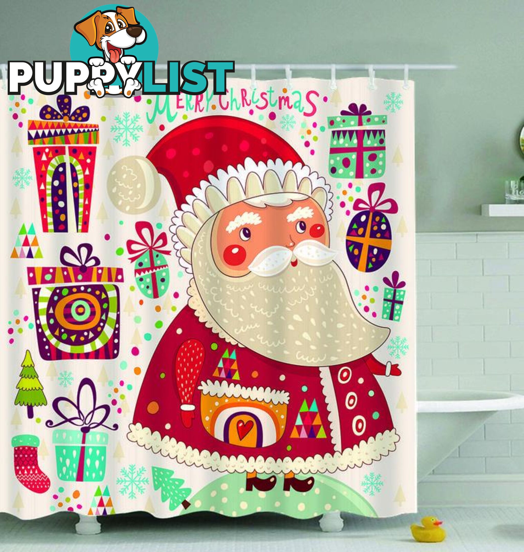 Colorful Santa Claus Shower Curtain - Curtain - 7427046020671