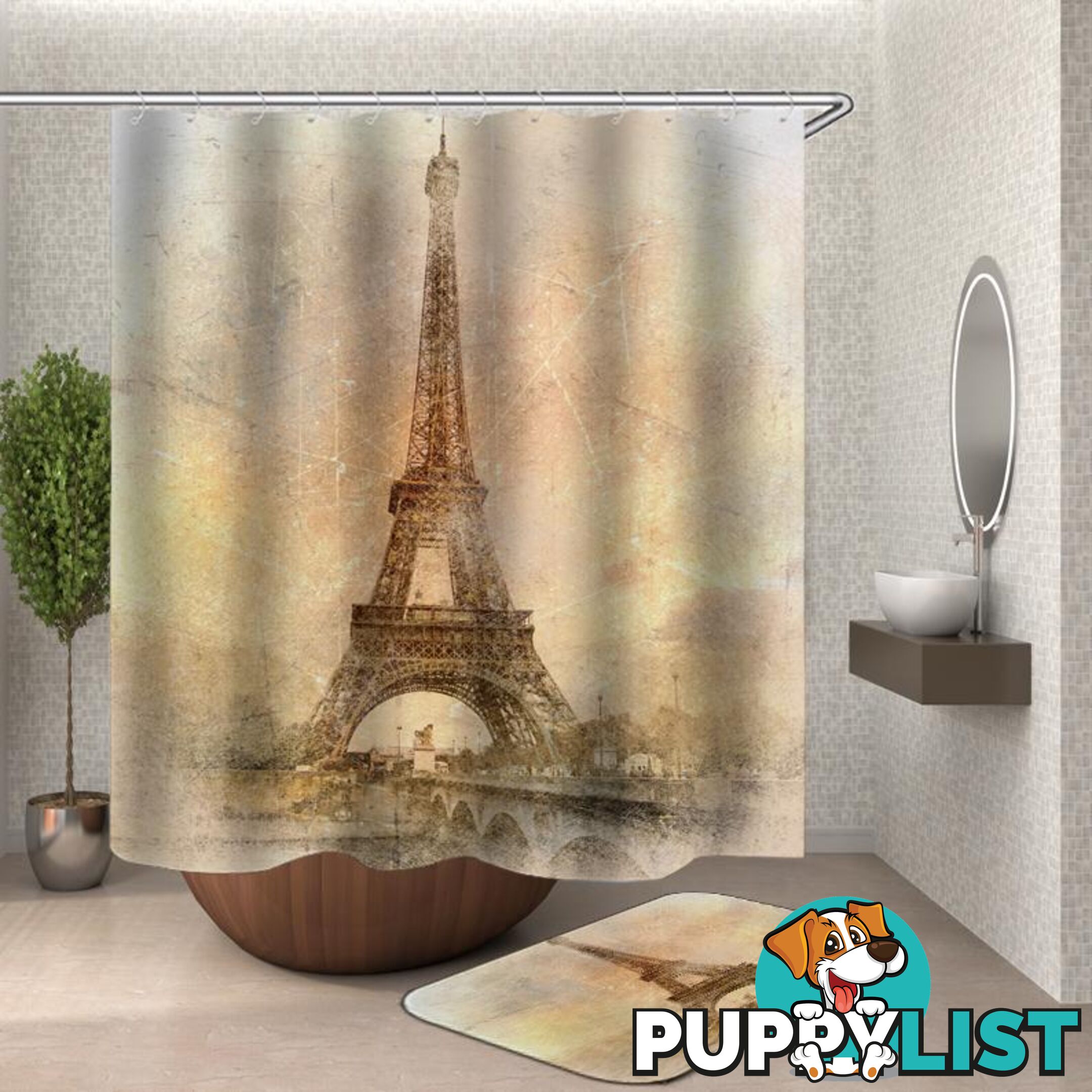 Vintage Eiffel Tower Photo Shower Curtain - Curtain - 7427046113892