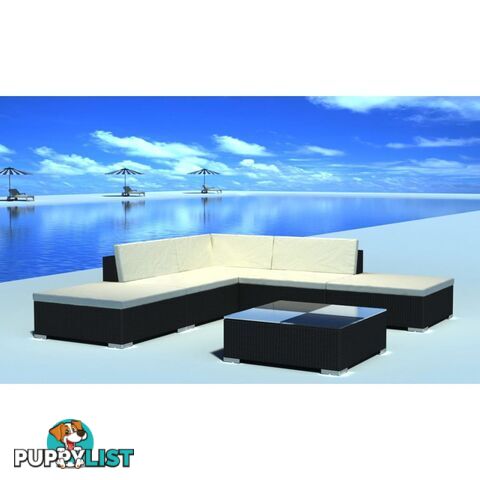 Poly Rattan Garden Seat Set (15 pcs.) - Black - Unbranded - 4326500415066