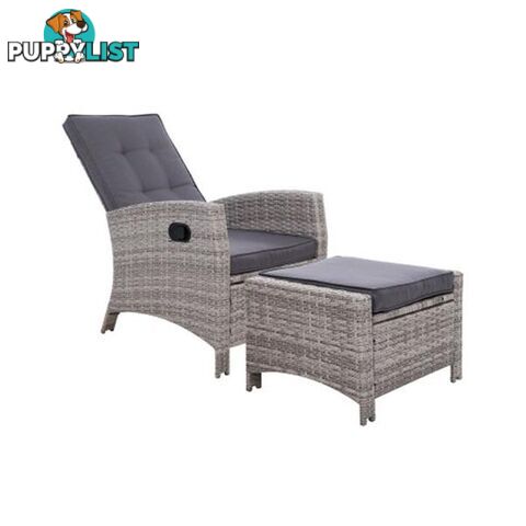 Recliner Chair Sun Lounge Wicker Outdoor Furniture Garden Ottoman - Gardeon - 9350062252246