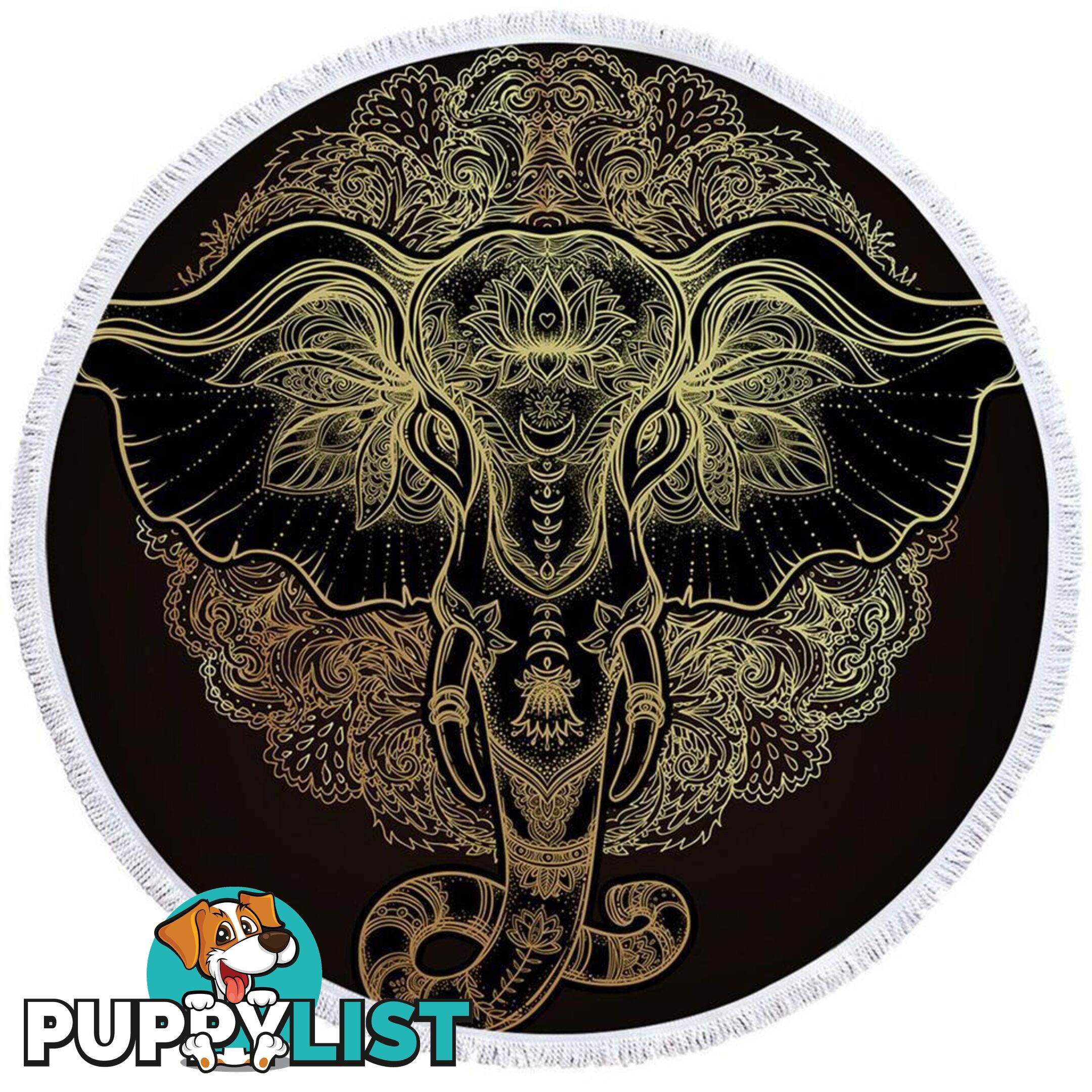 Golden Indian Elephant Beach Towel - Towel - 7427046330879