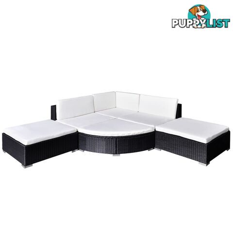 Outdoor Lounge Poly Rattan Set (16 Pcs) - Black - Unbranded - 4326500415134