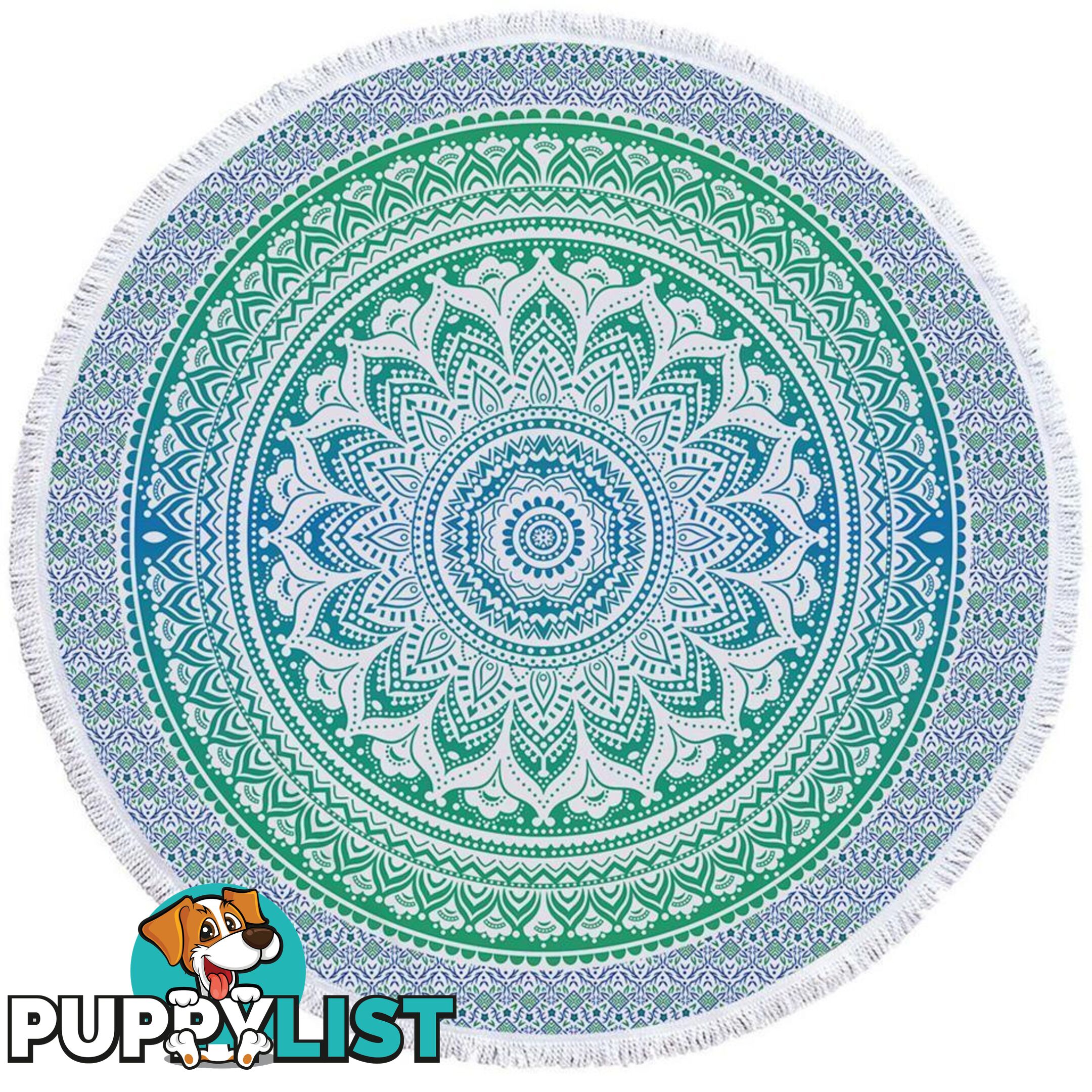 Green and Blue Hues Mandala Beach Towel - Towel - 7427046328296