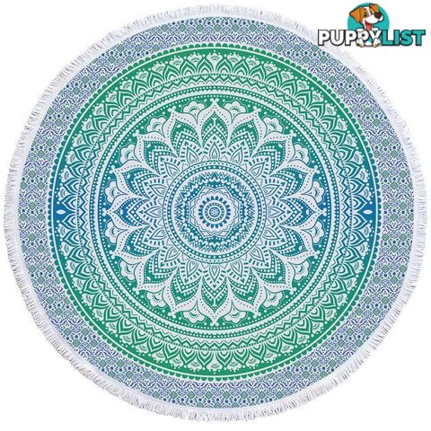 Green and Blue Hues Mandala Beach Towel - Towel - 7427046328296