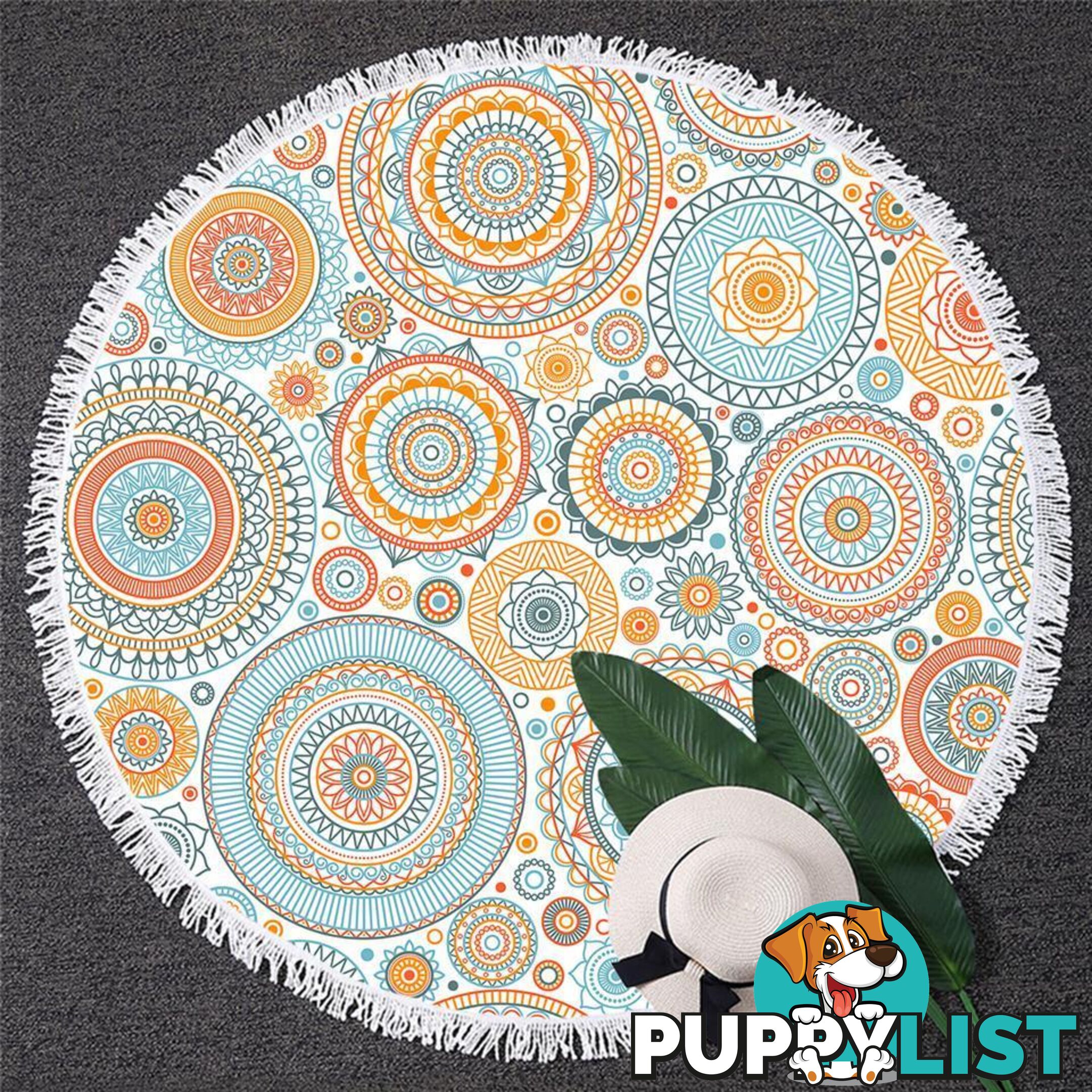 Orange Mandalas Circles Beach Towel - Towel - 7427046333641