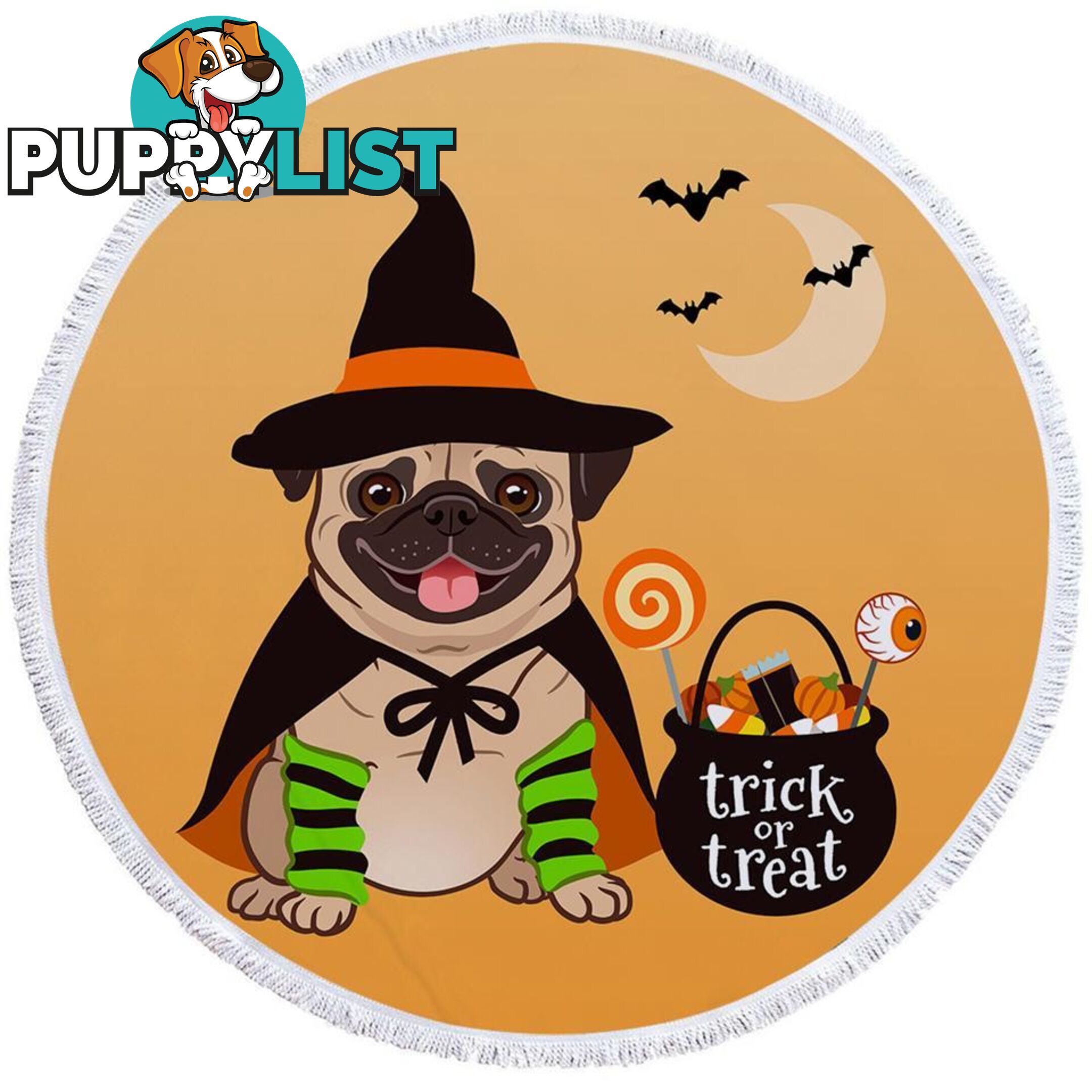 Halloween Pug Beach Towel - Towel - 7427046340212