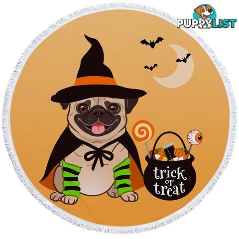 Halloween Pug Beach Towel - Towel - 7427046340212