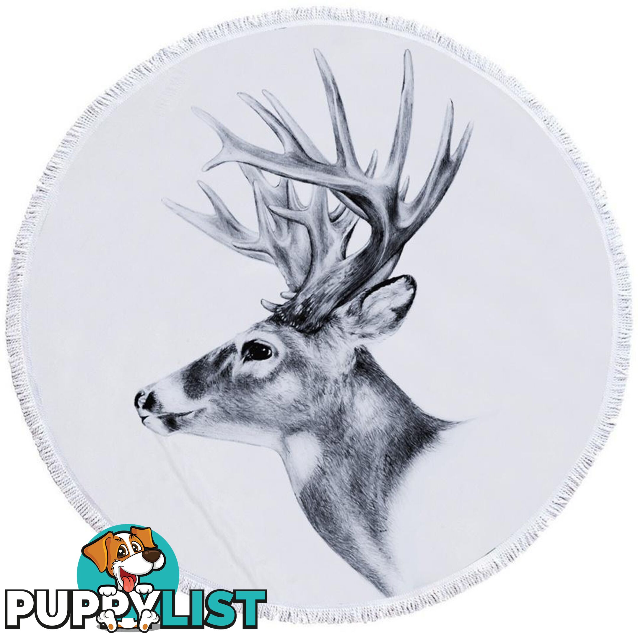 Black and White Deer Beach Towel - Towel - 7427046307697