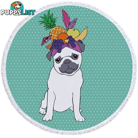 Funny Fruit Pug Beach Towel - Towel - 7427046326827