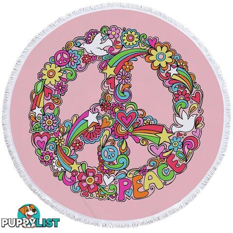 Rainbow Colors Peace Beach Towel - Towel - 7427046310215