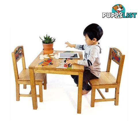 Airplane Design Kids Wooden Table Chairs Set - Mango Trees - 9476062139346